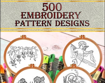 Hand vintage borduurpatronenboek, 500 borduurmotieven direct downloaden