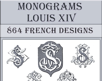 Victorian monogram font Louis XIV,vintage lettering,alphabet font,Designs Book for Embroidery