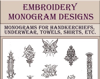 Vintage Hand Embroidery Monograms Designs,monogram font