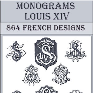 Victorian monogram font Louis XIV,vintage lettering,alphabet font,Designs Book for Embroidery