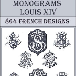 Police monogramme victorien Louis XIV, lettrage vintage, police de l'alphabet, livre de dessins pour la broderie
