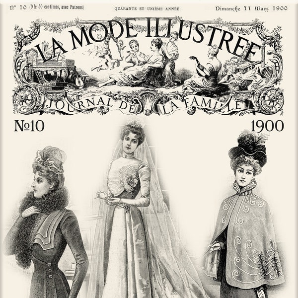 French sewing patterns,edwardian dress - La Mode Illustrée 1900-10 with patterns