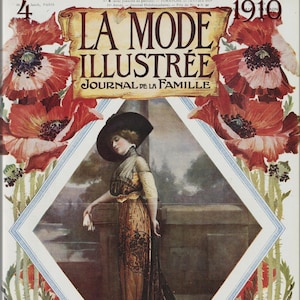 Patrons de couture français,Robe édouardienne,La Mode Illustrée 4-1910 avec patrons