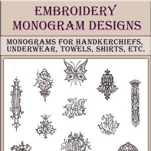 Vintage Hand Embroidery Monograms Designs,monogram font