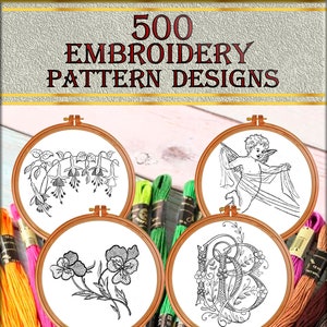 Hand vintage embroidery Pattern Book,500 Designs Embroidery Instant Download