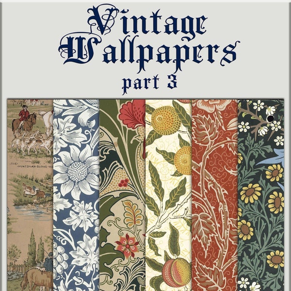 Vintage Digital Wallpaper Printable Paper, Background set-3, 8.5"x 11" 40 pages