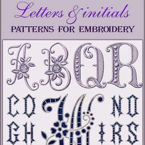 Padrão de desenhos de letras, bordado à mão do alfabeto, fontes francesas vintage