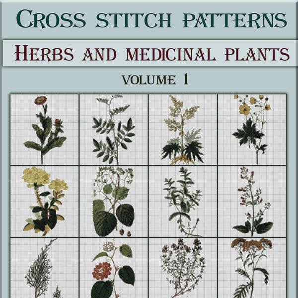 Cross stitch pattern Herbs plants, book patterns PDF cross stitch