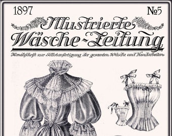 Patrones de costura de ropa interior victoriana Pdf, EDICIÓN ALEMANA, patrón vintage Österr. Revista de lavado 1897-05