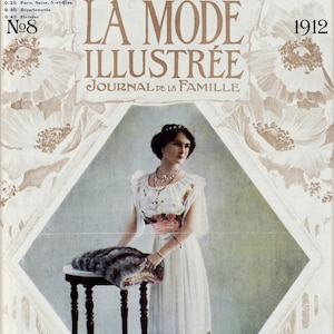 Patrons de couture français,Robe édouardienne,La Mode illustrée 8-1912 comprend des patrons