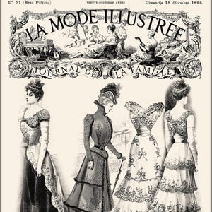 Patrons de couture français, robe victorienne, patron de couture pdf - La Mode Illustrée 51-1898 COMPREND DES PATRONS