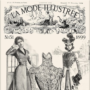 Patrones de costura francesa, vestido eduardiano - La Mode Illustrée 1899-51 INCLUYE PATRONES