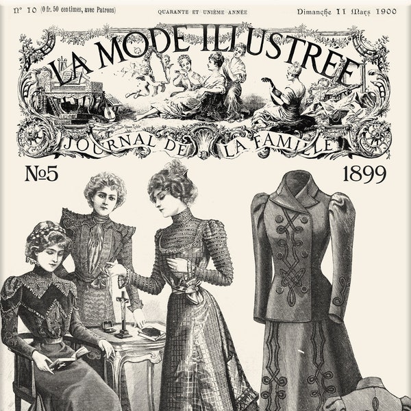 Patrons de couture français, robe edwardienne - La Mode Illustrée 1899-5 comprend des patrons
