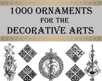 Elementos de diseños decorativos, arte ornamental, libros antiguos.