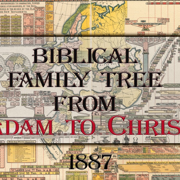 Bible History Genealogical Chart,Instant Download,Biblical and profane history of ancient times from Adam to Christ