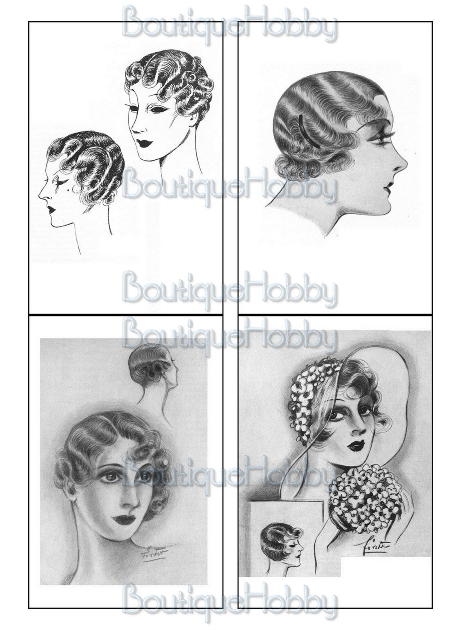 Vintage Ladies Ephemera Printablevintage Hairstyles Catalog Etsy
