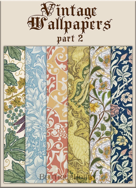 Vintage Digital Wallpaper Printable Paper, Background set-2, 8.5"x 11" 40 pages