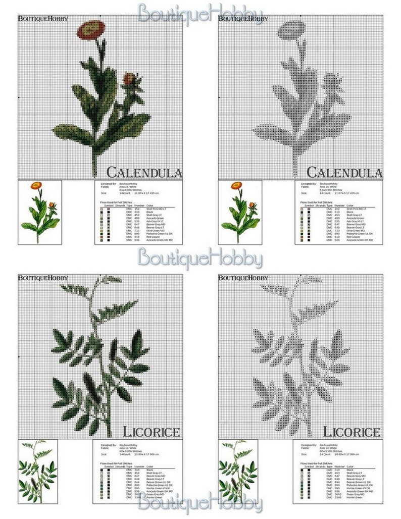 Cross Stitch Pattern Herbs Plants Book Patterns PDF Cross Etsy