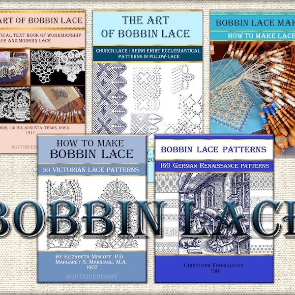 Collection of 5 -  How To Make Bobbin Lace,pillow lace,lace earrings