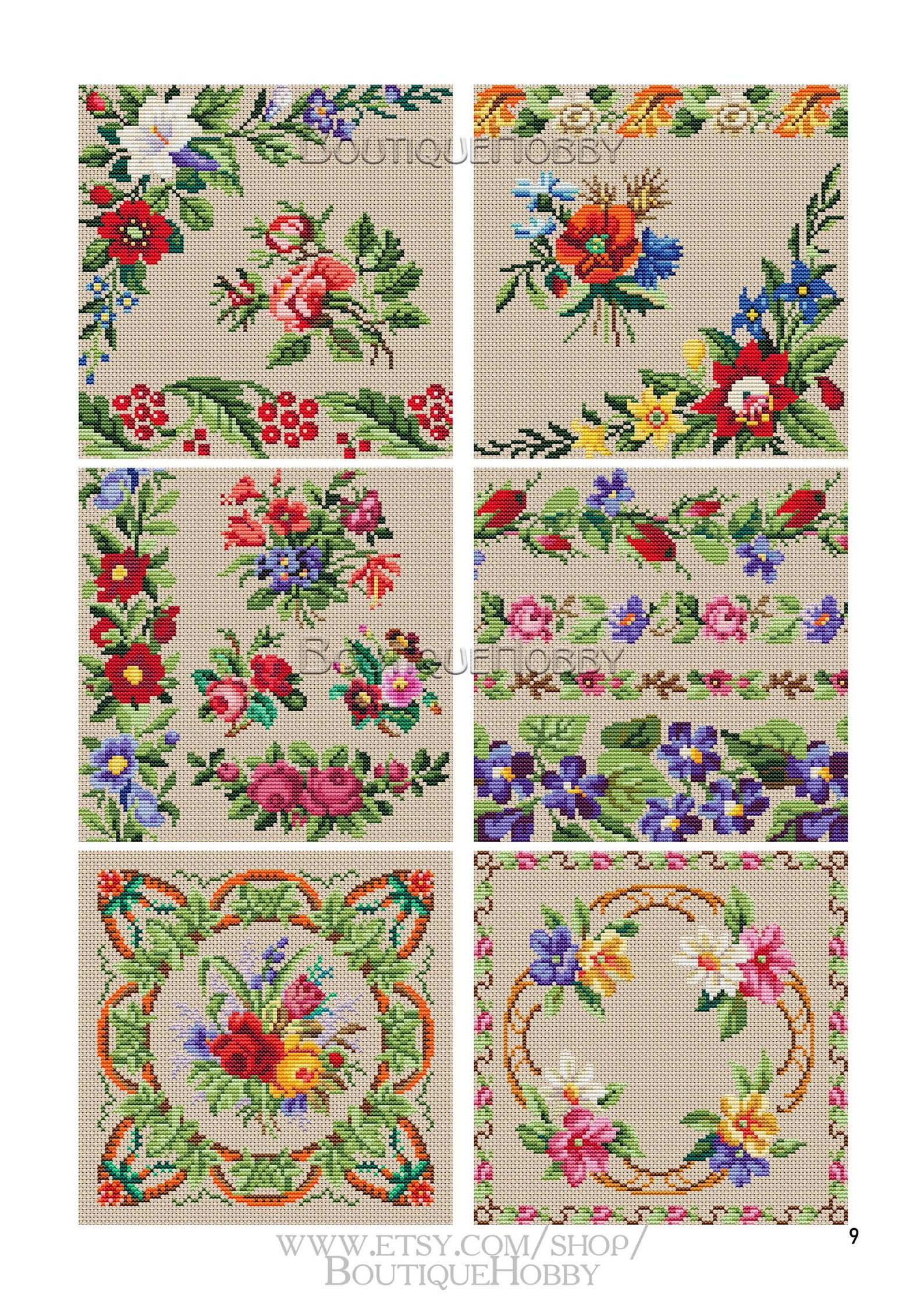 Victorian Cross Pattern Berlin Wool Work:victorian Cross Stitch Patterns. Antique Floral ...