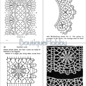 Puede incluir: Un diagrama en blanco y negro que muestra c&oacute;mo hacer un borde de encaje para un mantel redondo. El diagrama est&aacute; etiquetado con letras y n&uacute;meros. El texto de la imagen dice "Encaje trenzado No. 35. Borde para redondo de encaje Esto es un borde &uacute;til para un redondo de encaje. Requiere dieciocho pares de bobinas, enrolladas en pares con hilo de Mecklemburgo No. 6. Nuestro patr&oacute;n es una cuarta parte del todo; los trazados deben ajustarse".