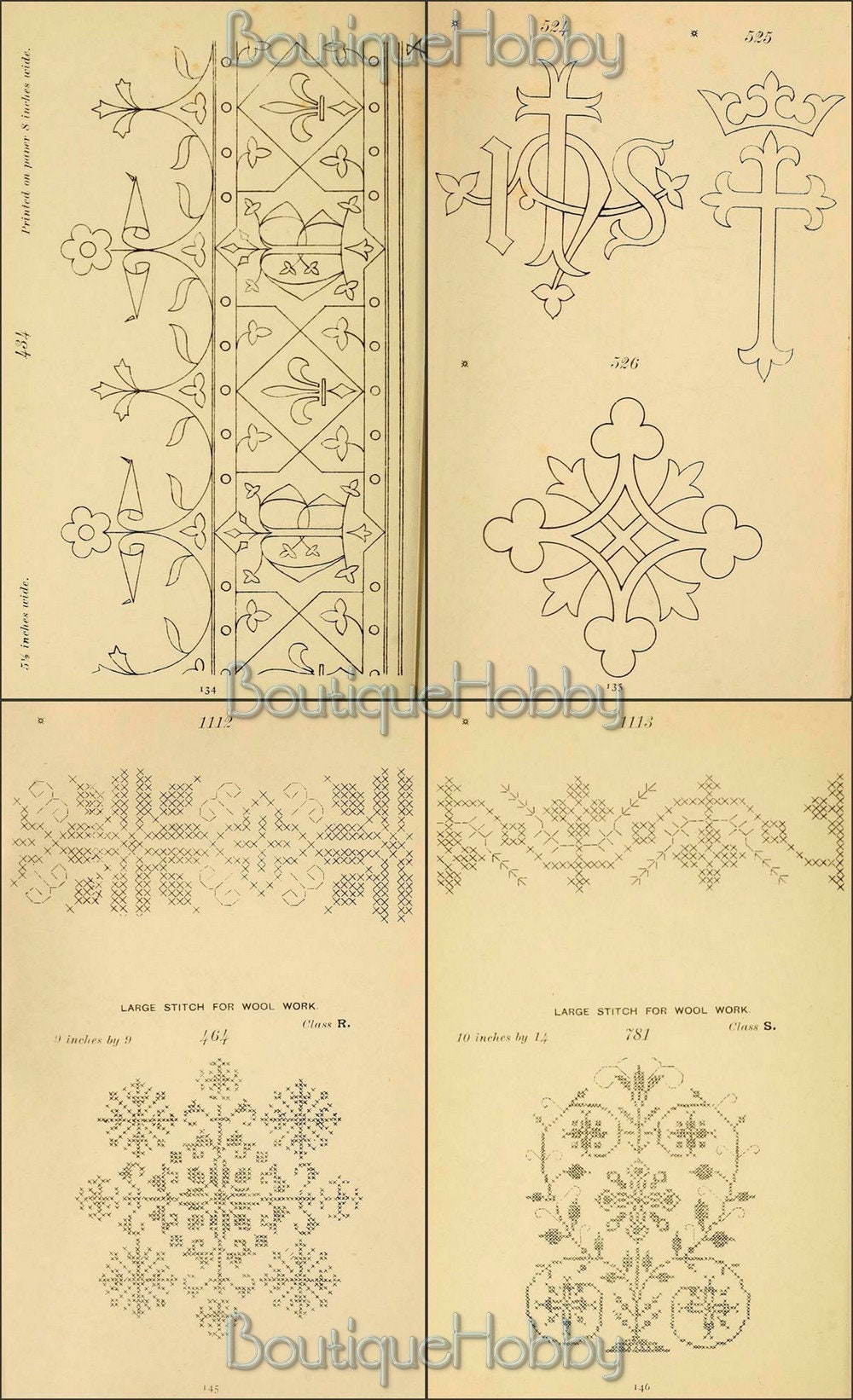 Hand Victorian Embroidery Designs Old Books PDF Book 500 Patterns 