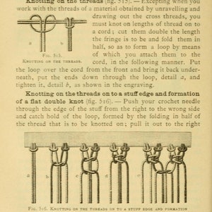 May include: A diagram showing how to tie a flat double knot in macrame. The diagram shows the steps involved in tying the knot, with labels for each step. The diagram is accompanied by text explaining the process.