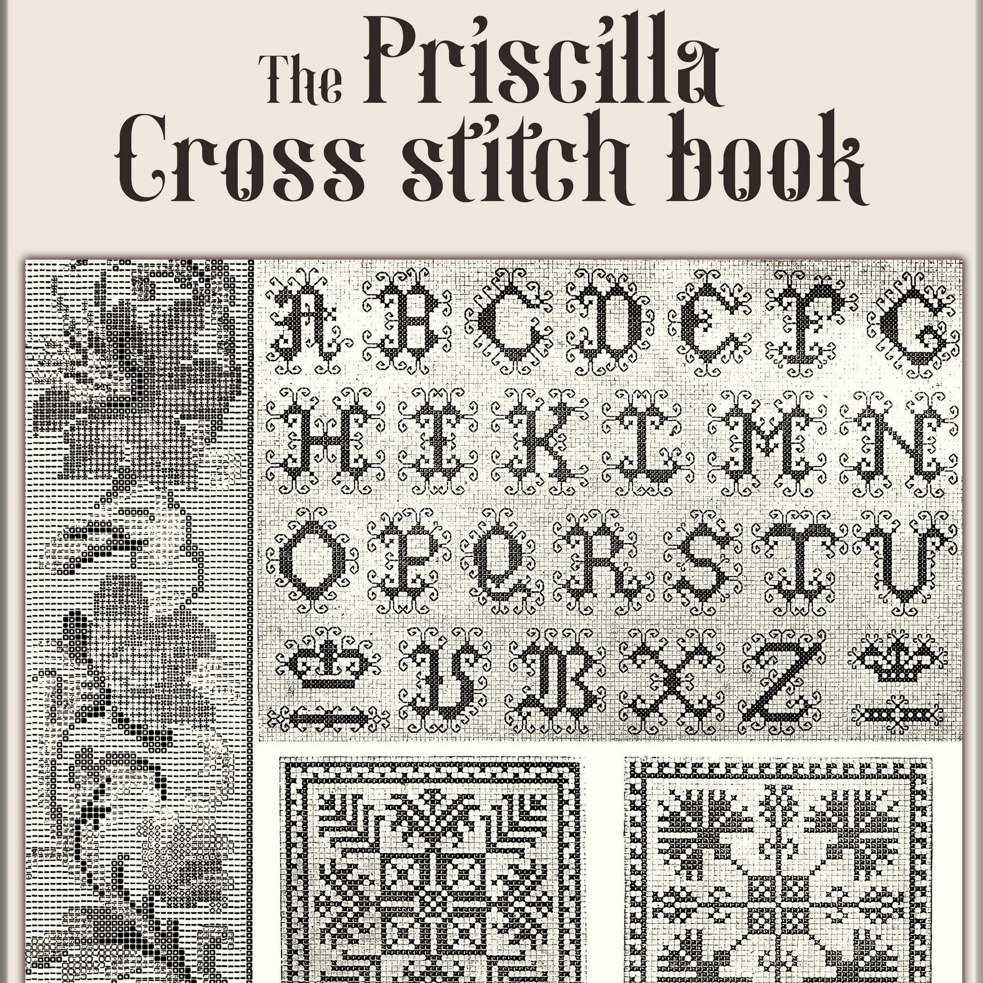 Cross-stitch embroidery pattern,vintage instructions The Priscilla Cross-stitch book