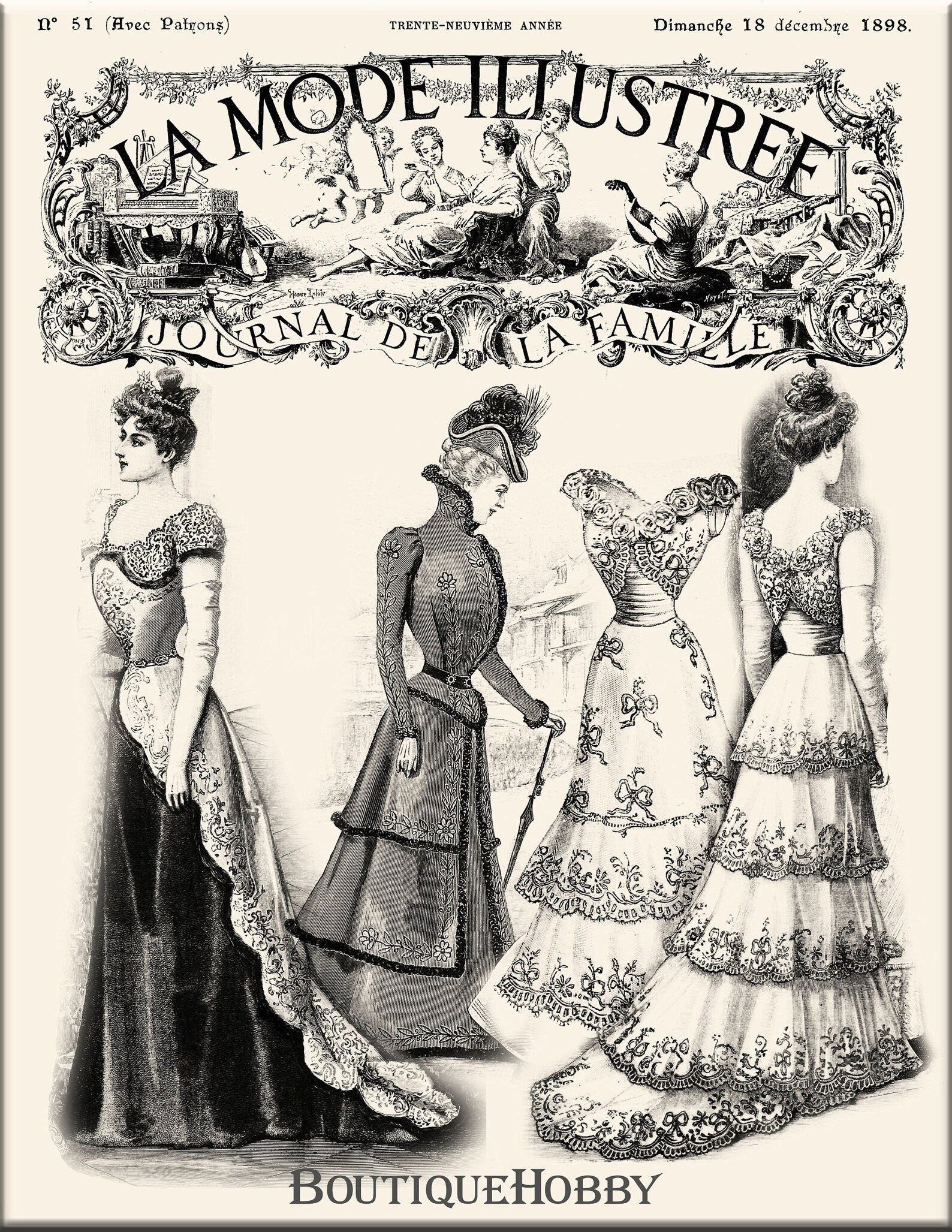 French Sewing Patternsvictorian Dresspdf Sewing Pattern La | Etsy