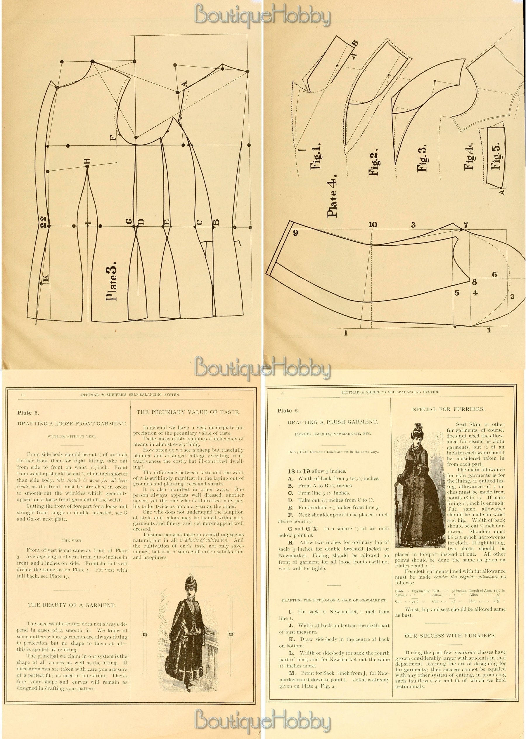 ビクトリア朝時代の婦人服の縫製パターン：1890年代の衣服デザイン