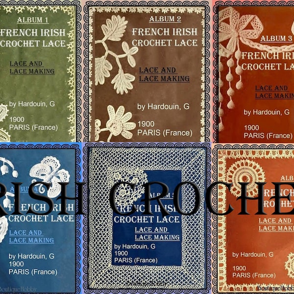 Vintage crochet book Collection of 6 xFrench irish lace