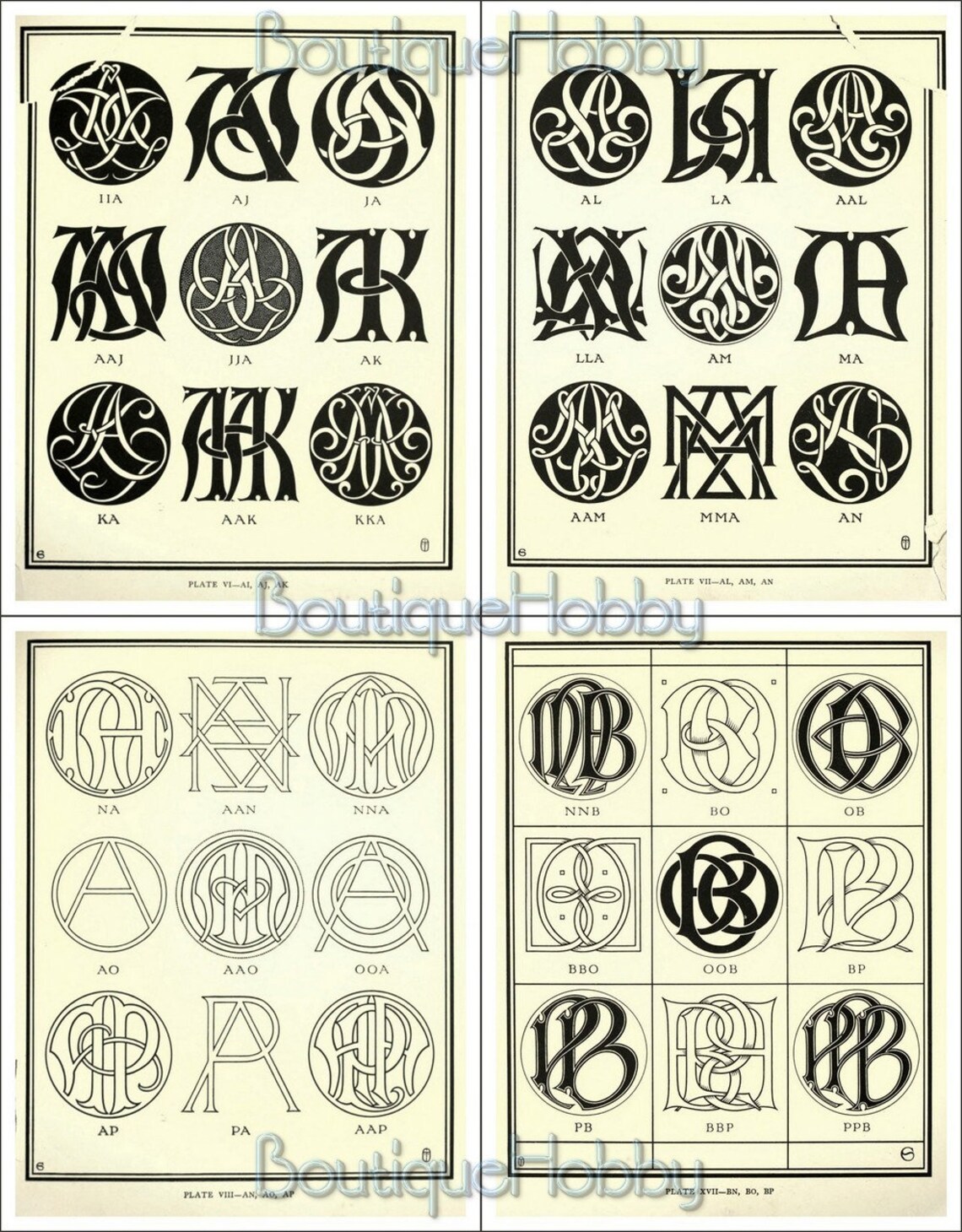 Vintage Monogram Alphabet Fonts,victorian Art Instant Download - Etsy