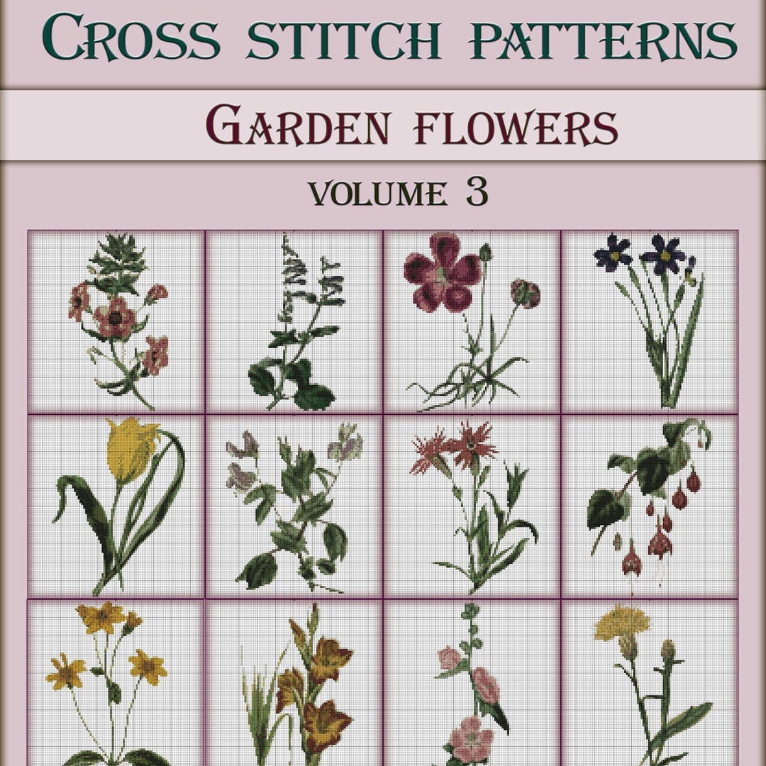 Floral Cross Stitch Pattern Book: Garden Flowers (PDF Pattern) - Etsy