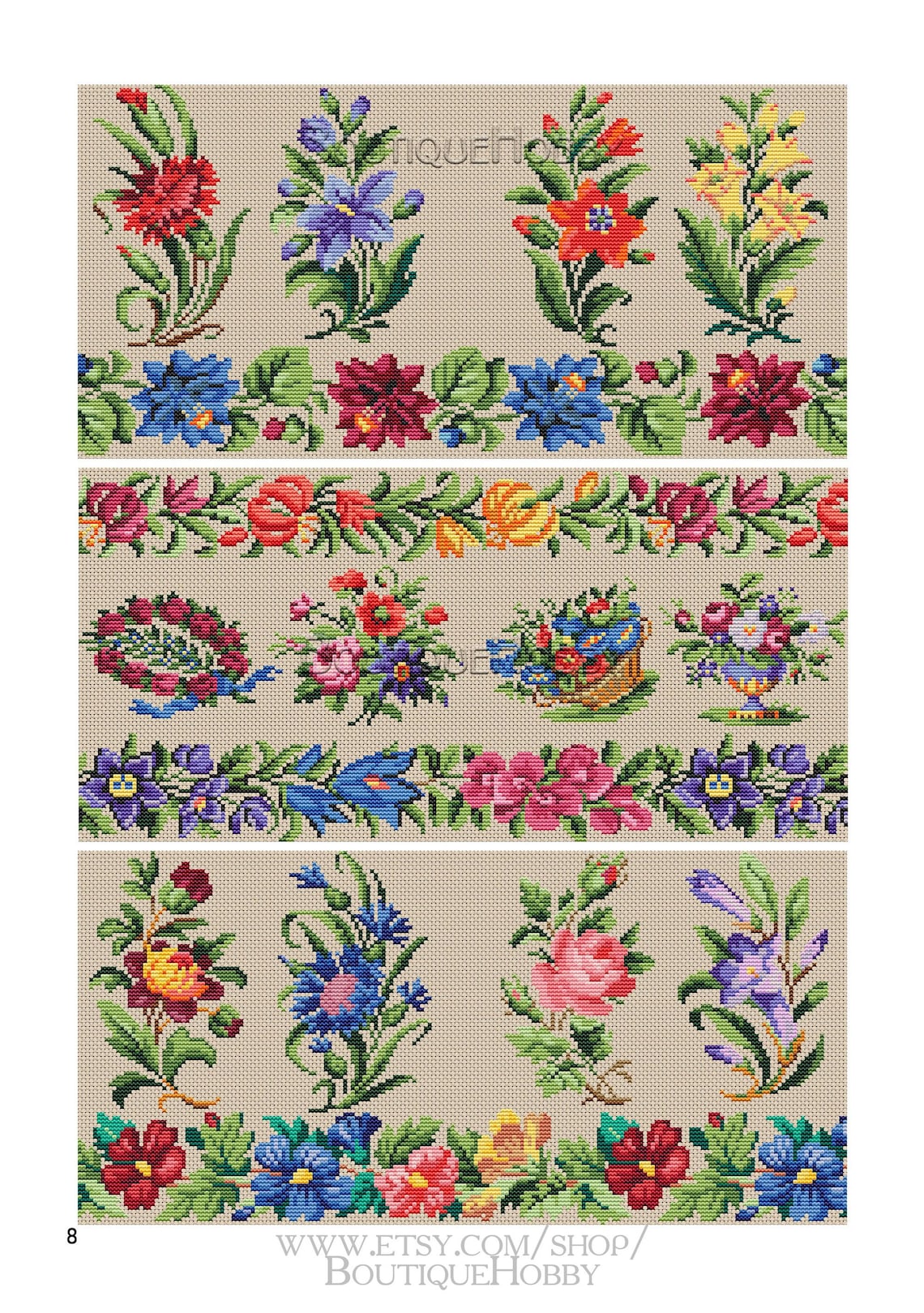 Victorian Cross Pattern Berlin Wool Work:victorian Cross Stitch Patterns. Antique Floral ...