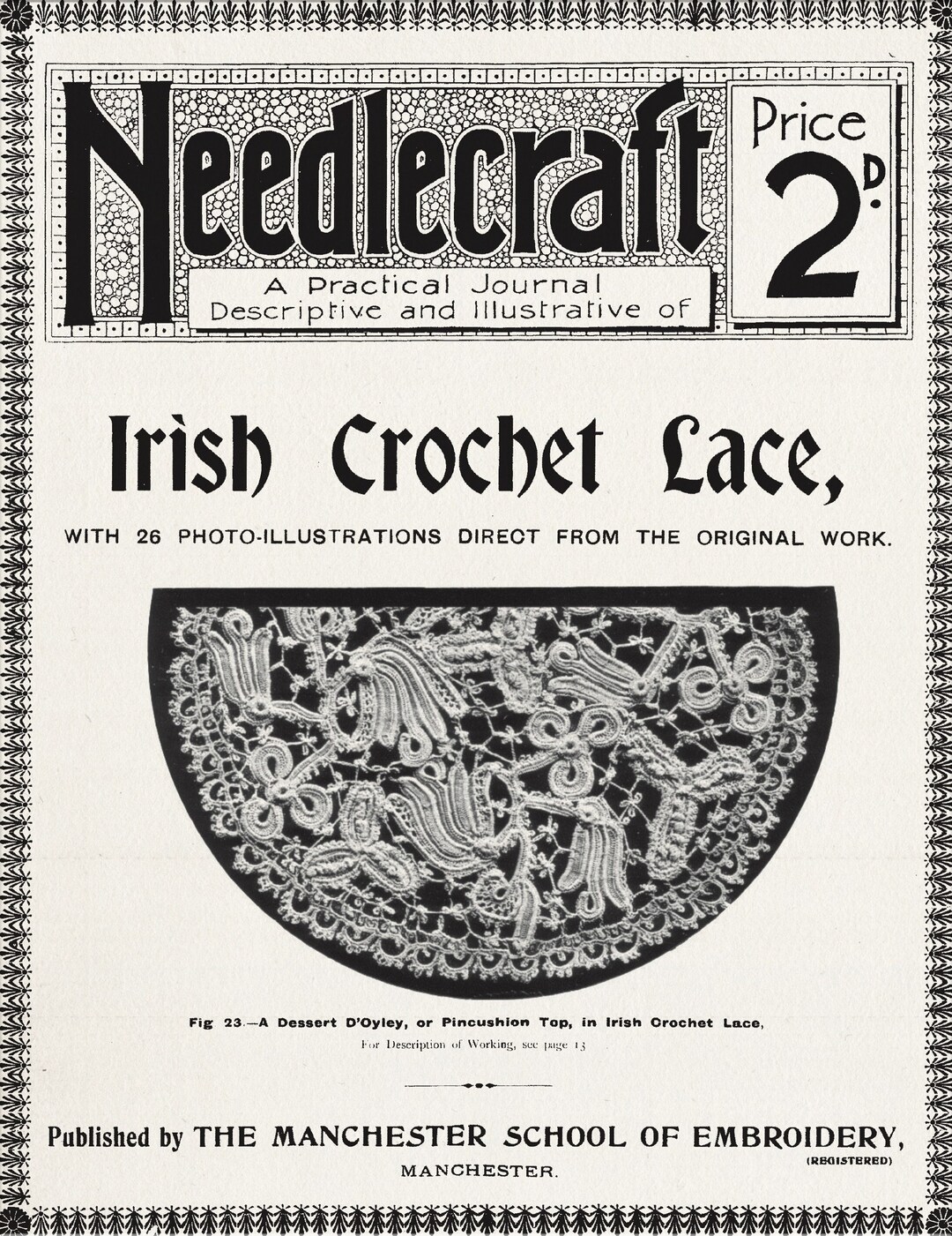Crochet Irish Lace Pattern,vintage Designs Needlecraft Practical ...