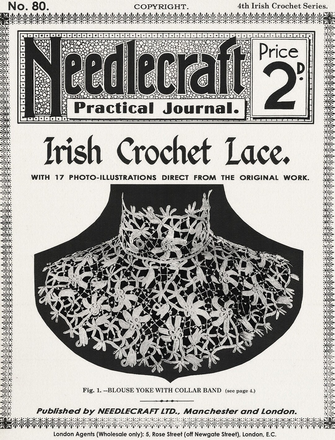 Crochet Irish Lace Pattern,vintage Designs Needlecraft Practical ...