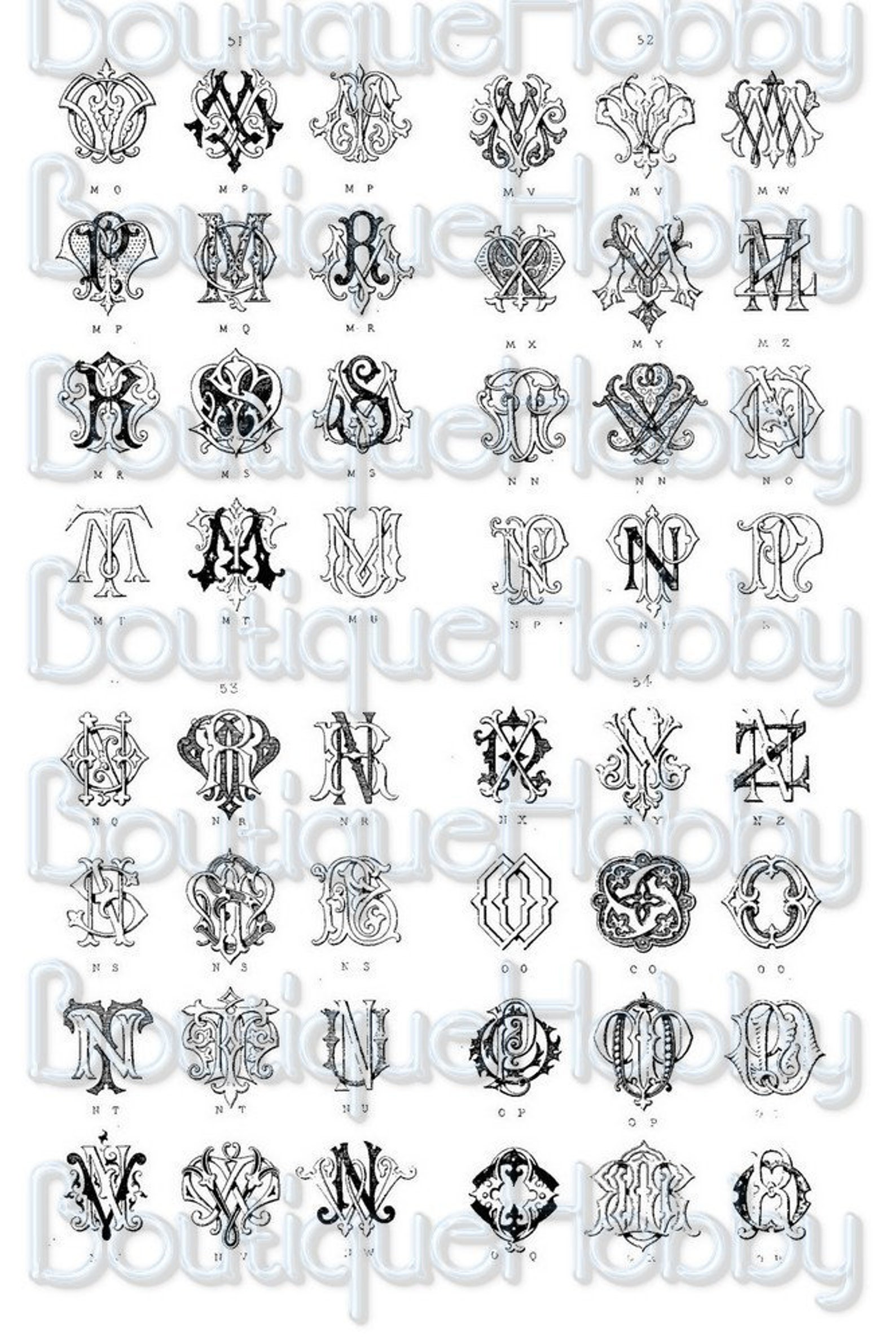 Vintage Monograms,initials,alphabet PDF Instant Download - Etsy