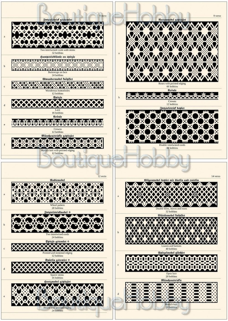 160 German Hand Made Bobbin Lace Patterns,needlework Design Download - Etsy