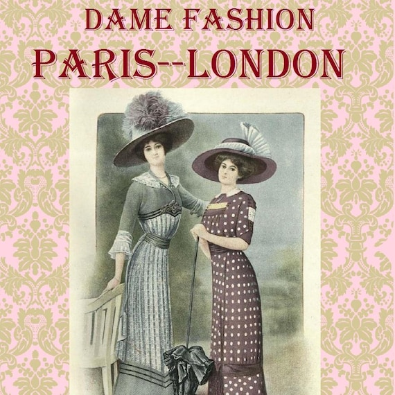 Vintage Fashion history book dress design,victorian catalogue,antique rare book,Paris London Fashions