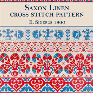 Saxon Linen Cross stitch pattern book,German vintage digital embroidery