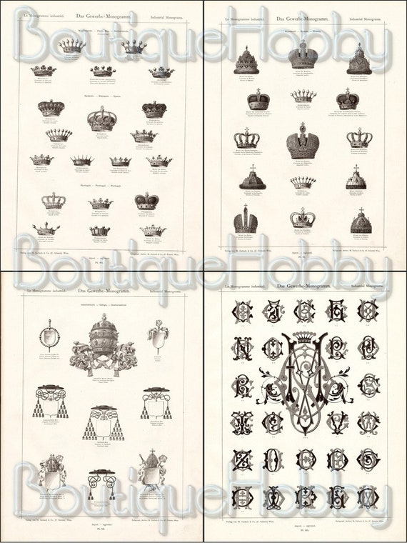 2000 Victorian Monograms,monogram Font,alphabet Illustration