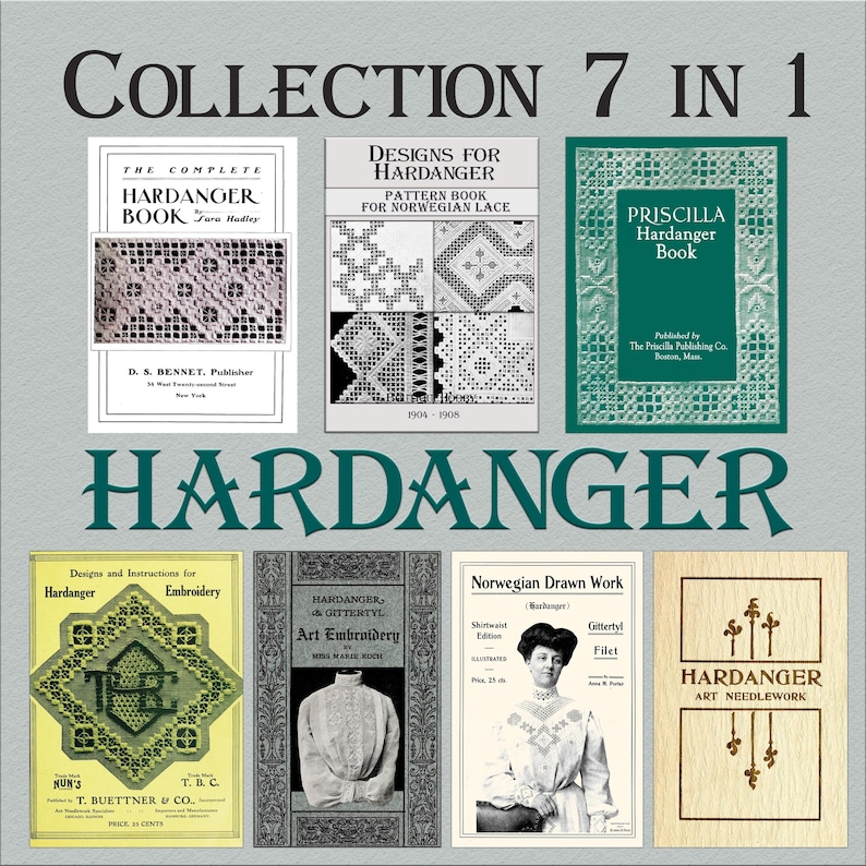 Hardanger Pattern Books Collection of 7 - Hardanger Embroidery,hand Embroidery Pdf,vintage ...