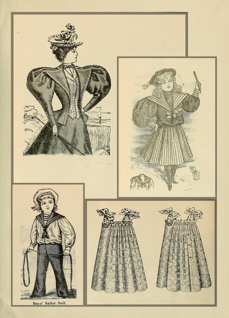 Victorian dress sewing pattern book,retro historical costume patterns image 9