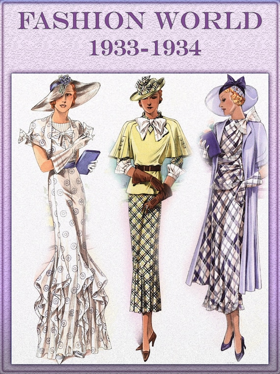 Vintage Fashion Catalog 1930s,illustration Clothes Women Art Deco,dress  Design 1933-1934 -  Finland