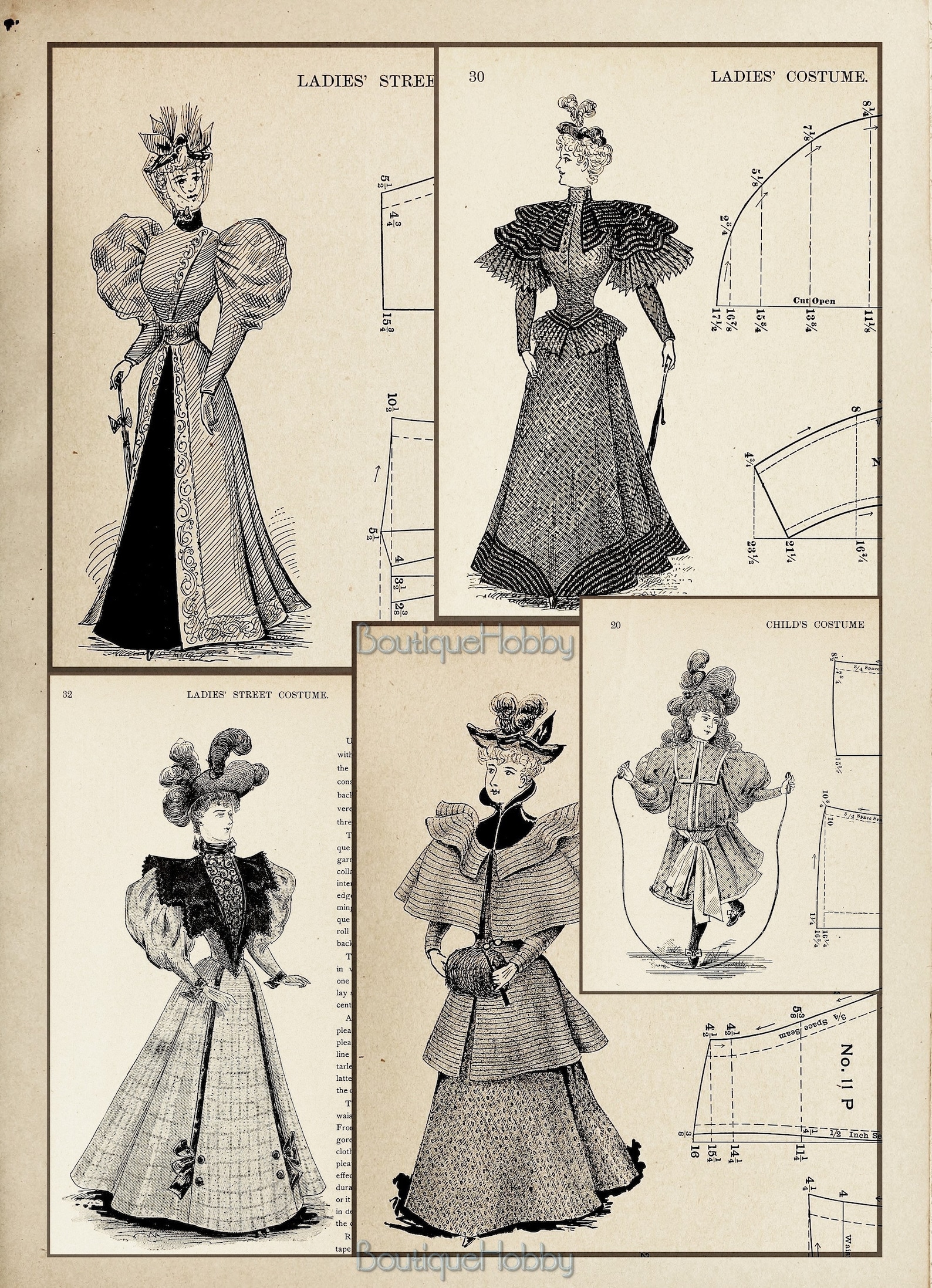 Formal Victorian Pattern Victorian Historical Pattern Dress,costume Patterns,antique Rare Book ...