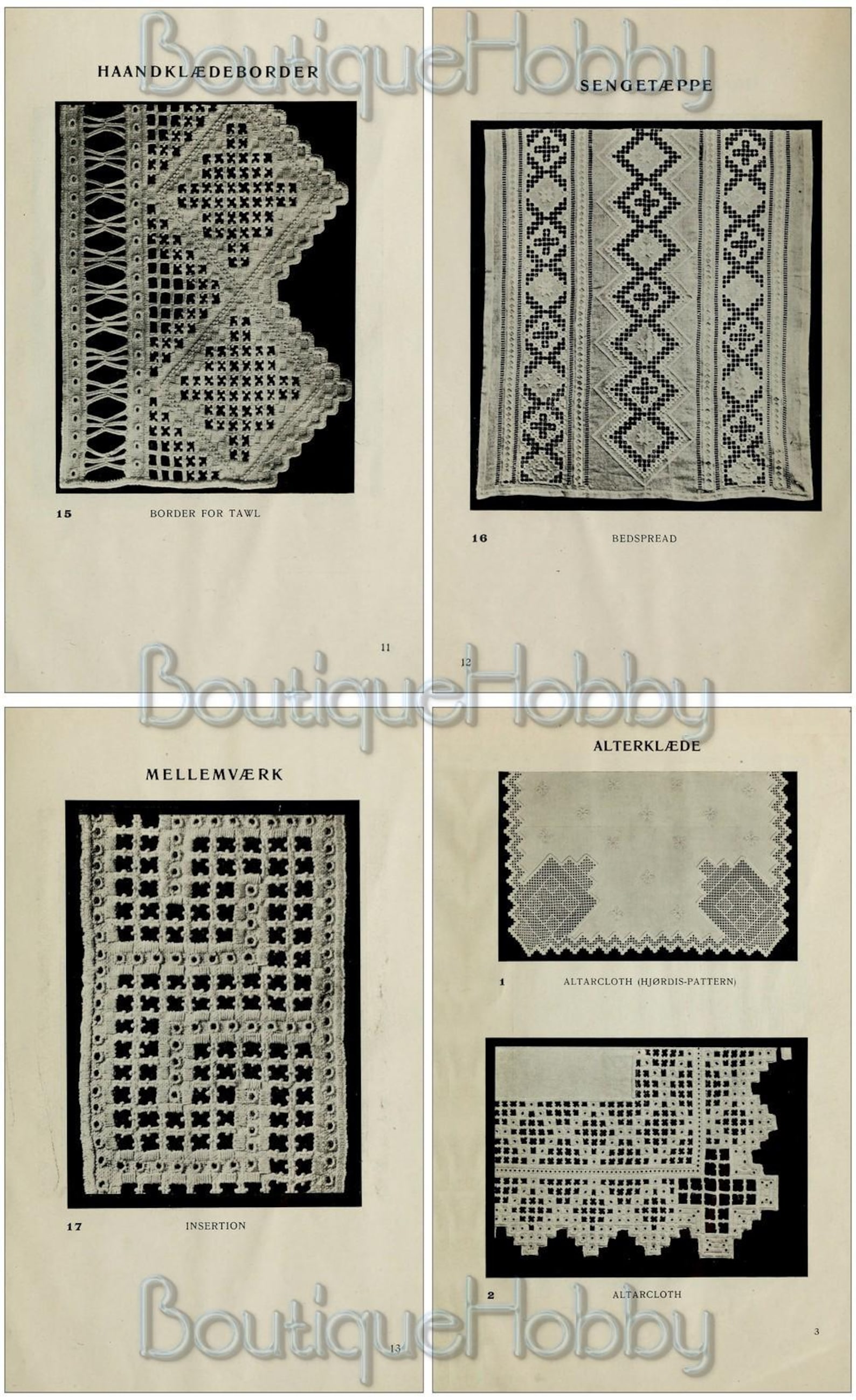 Hardanger Pattern Books Vintage Designs for Hardanger Embroidery, Pdf Book Instant Digital ...