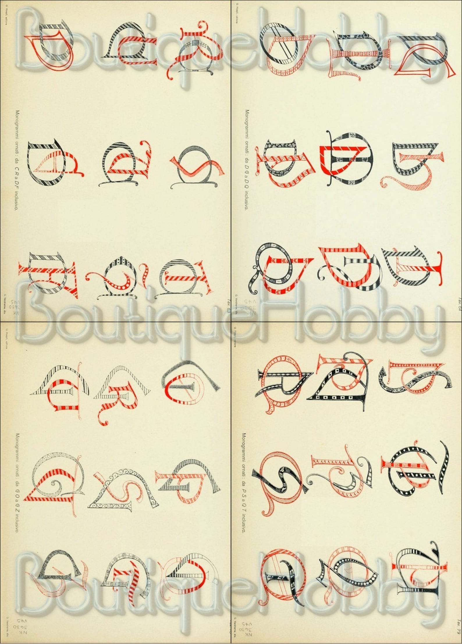 Vintage Italian Monogram Fonts,art Deco Letters,alphabets Embroidery ...