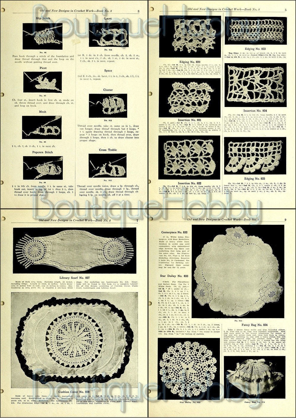 Vintage Crochet Lace Edging Patterns Bookscollection of 2 Etsy