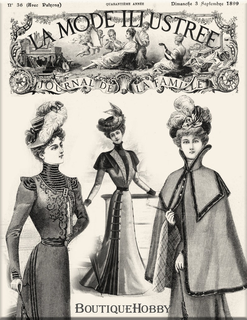 French Sewing Patternsedwardian Dress La Mode Illustrée Etsy