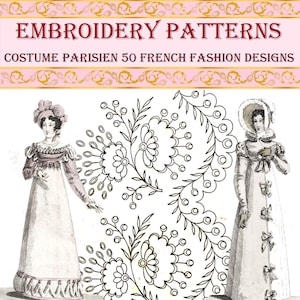 Vintage French Fashion Designs hand embroidery pattern,victorian patterns,antique journal
